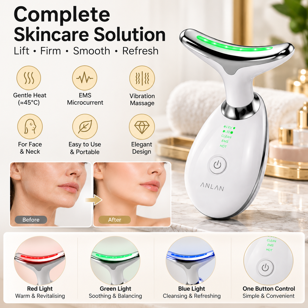Facial Massager – Heated Face & Neck Skincare Device