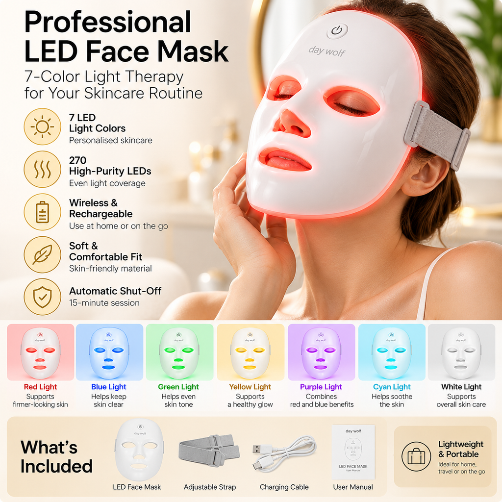 LED Face Mask – 7-Color Light Therapy Skincare Device