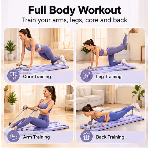 4-in-1 Foldable Pilates Reformer Board – Full Body Home Workout