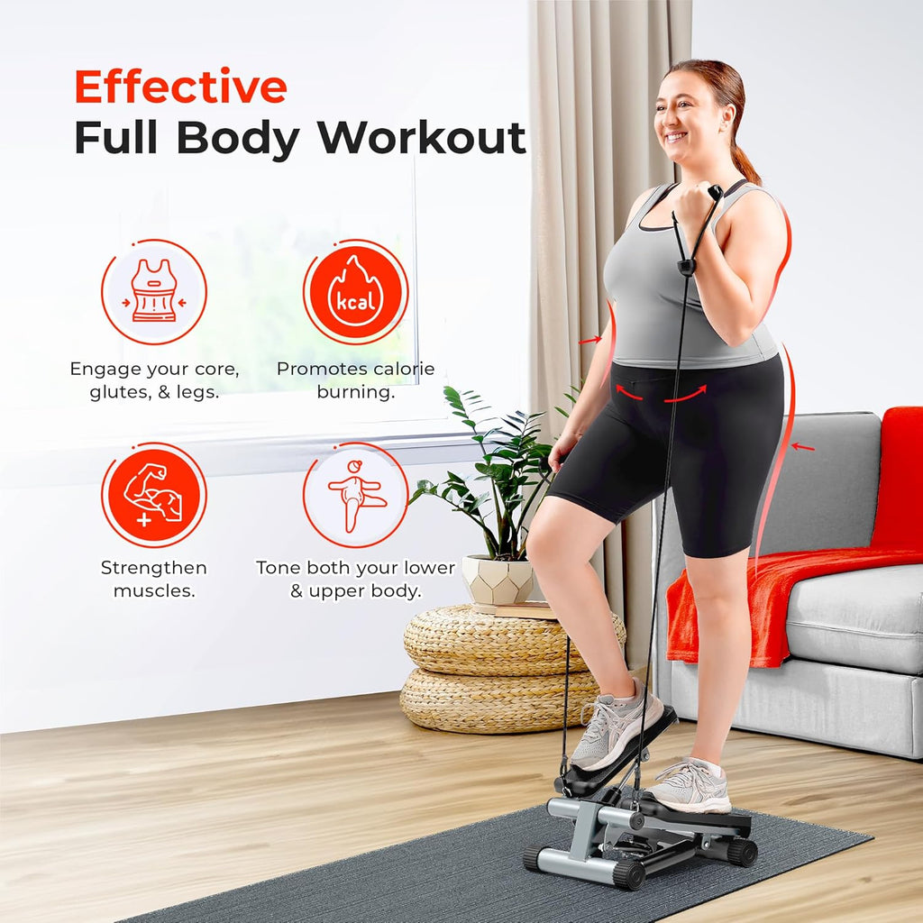 Mini Fitness Stepper – Compact Home Workout with Resistance Bands